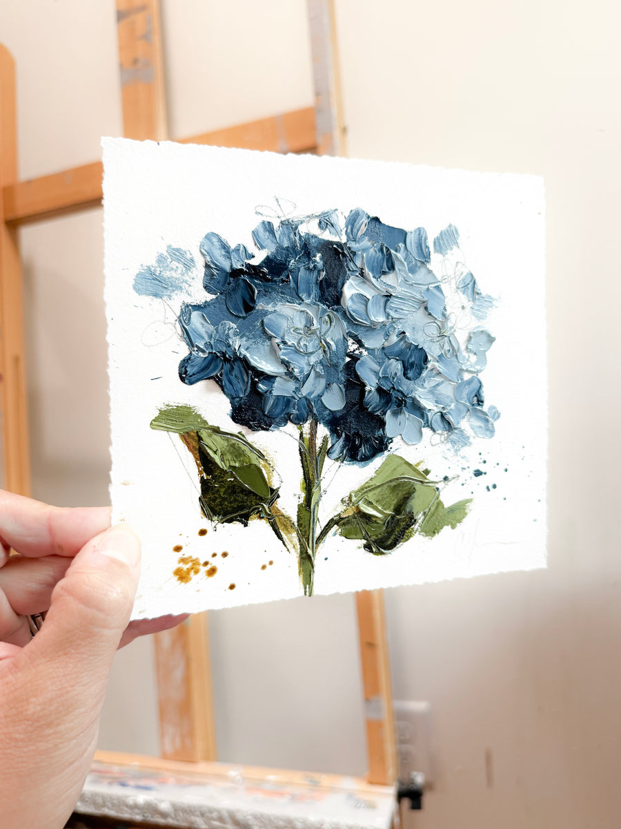 Hydrangeas VI | 2025” 6.25x6.75” Oil on Paper – Christie Younger Art
