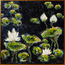 Load image into Gallery viewer, “Lilies and Lotuses IV” Framed 36x36 Oil on Canvas
