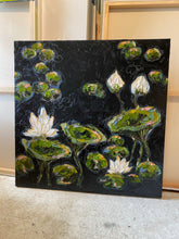 Load image into Gallery viewer, “Lilies and Lotuses IV” Framed 36x36 Oil on Canvas