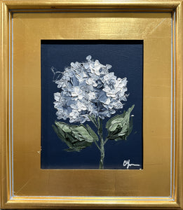 “Hydrangea on Dark Blue IV” 8x10 Acrylic on Canvas