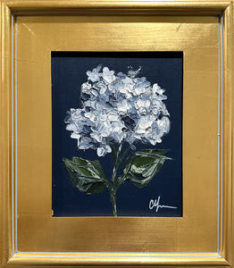 “Hydrangea on Dark Blue VII” 8x10 Acrylic on Canvas