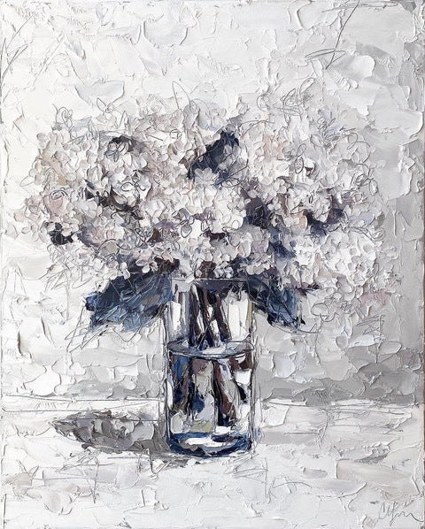 “Cream Hydrangeas in Glass” 24x30