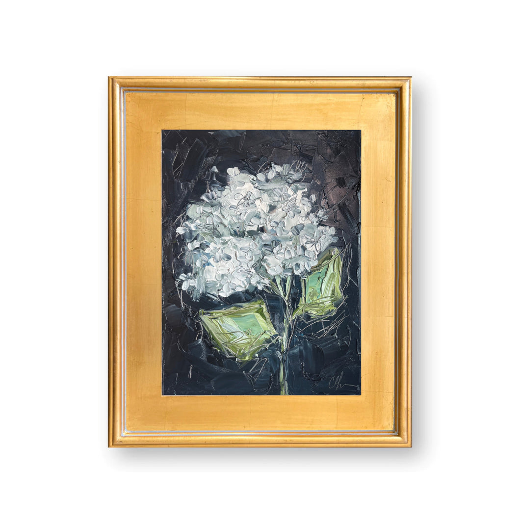 “Hydrangea on Blue VIII” - 12x16 Oil on Canvas