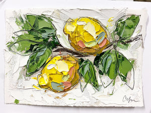 "Two Little Lemons IX" 5x7" Oil on Paper