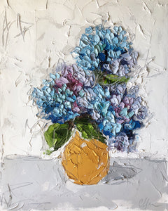 "Hydrangea in Gold I” 20x16 Oil on Canvas