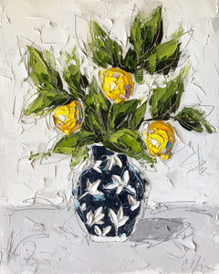 "Lemons in Blue Chinoiserie II" 20x16 Oil/Graphite on Canvas