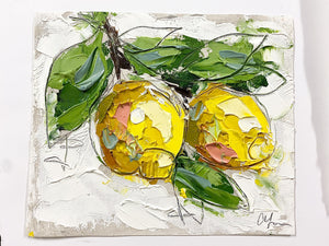 "Two Little Lemons III" 5x6" Oil on Loose Canvas