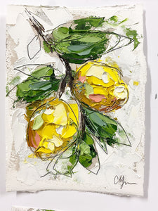 "Two Little Lemons VIII" 7X5" Oil on Paper