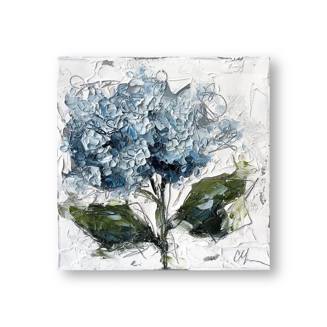 “Blue Hydrangea III” 10x10 Oil on Canvas