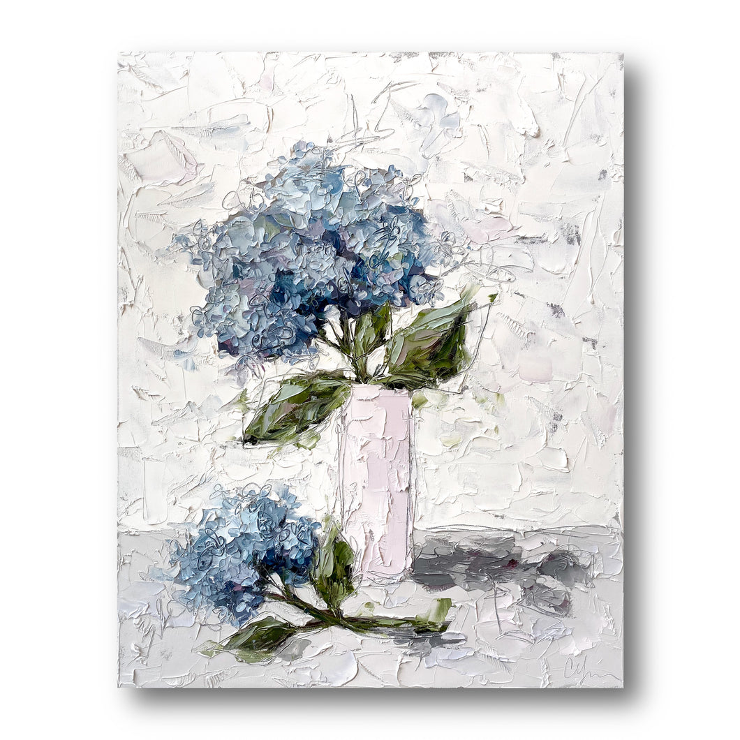 “Blue Hydrangeas in Pink” 24x30