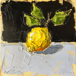 "Lemon on Black V" 12x12 Oil/Graphite on Canvas