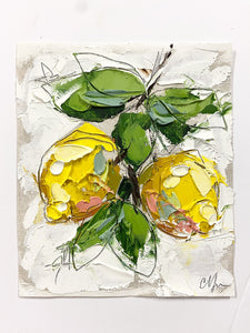 "Two Little Lemons II" 6x5" Oil on Loose Canvas