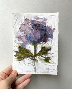 NEW EXCLUSIVE - "Little Purple Peony II" 5.5x7.5 Oil on Paper