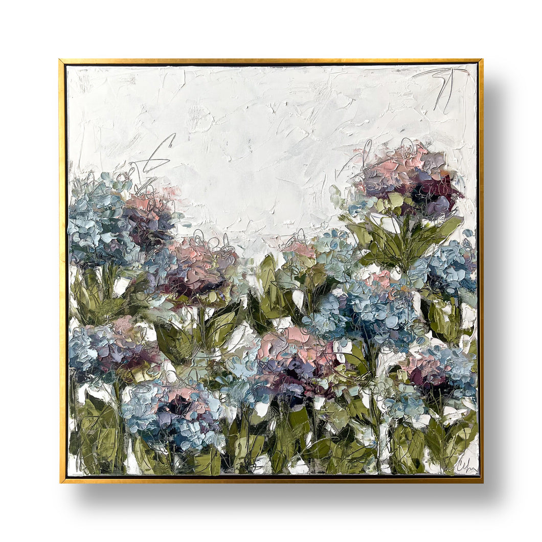 Spring Hydrangea Garden I 30x30 Oil on Canvas
