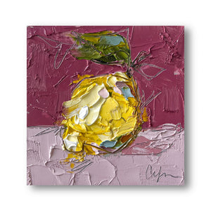 “Little Lemon on Pink I” - 6x6” Oil on Canvas