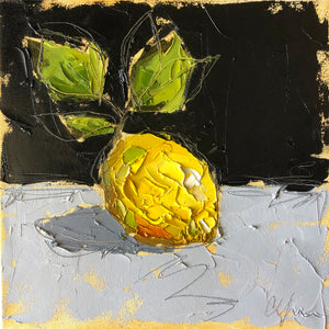 "Lemon on Black IV" 12x12 Oil/Graphite on Canvas