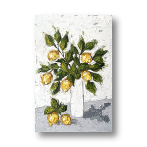 "Lemons in White III" - 24x36 Oil on Canvas