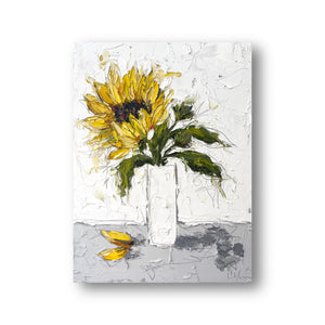 "Sunflower in White" - 18x24 Oil on Canvas