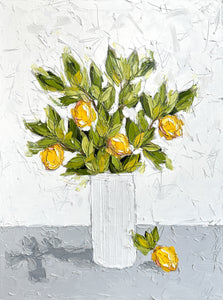 "Lemons in White VI" 40x30" Oil on Canvas