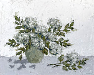 "Hydrangeas in Green” 48x60 Oil on Canvas