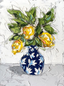 "Lemons in Chinoiserie X" 20x16 Oil on Canvas