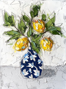 "Lemons in Chinoiserie IX" 20x16 Oil on Canvas