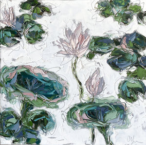 "Lilies and Lotuses XII" 24x24 Oil on Canvas
