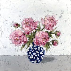 "Peonies in Chinoiserie II" 36x36 Oil on Canvas