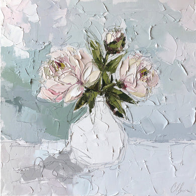 “Peony III” 20x20 Oil/Graphite on Canvas