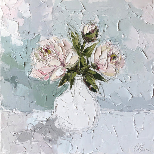“Peony III” 20x20 Oil/Graphite on Canvas