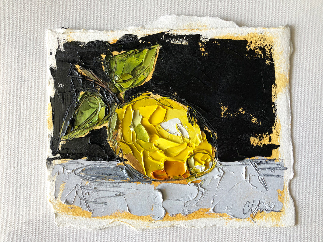 “Little Lemon on Black I” - 5x7 Oil on Paper