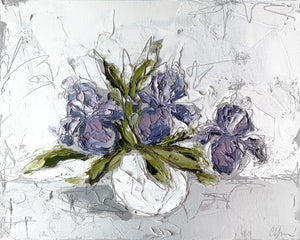 “Irises in White IV" 16x20 Oil/Graphite on Canvas