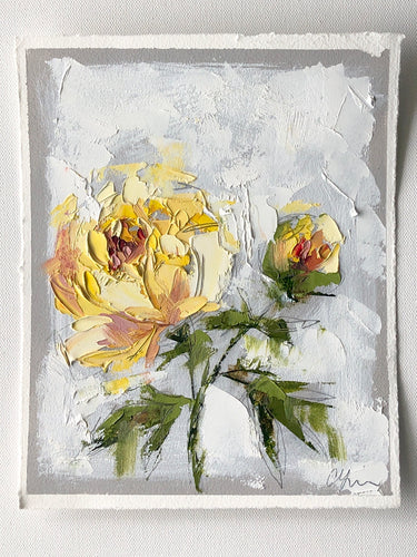 “Yellow on Grey I” 10x8” Oil/Graphite on Paper