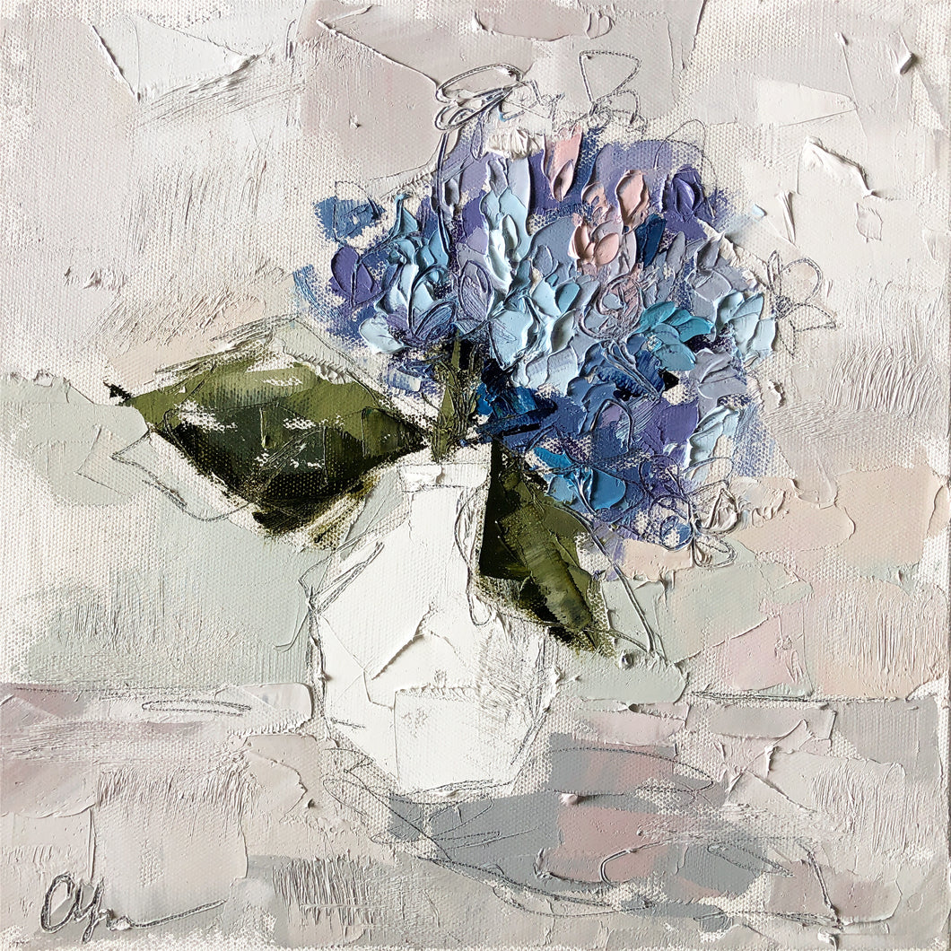 “Hydrangea XII” 12x12 Oil/Graphite on Canvas