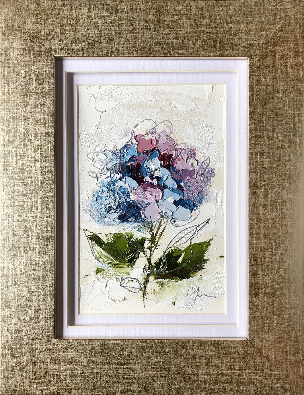 “Little Hydrangea III” 6x4 (9x7) Oil/Graphite on Paper