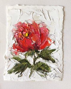 “Little Red Peony II” - 7x5 Oil on Paper