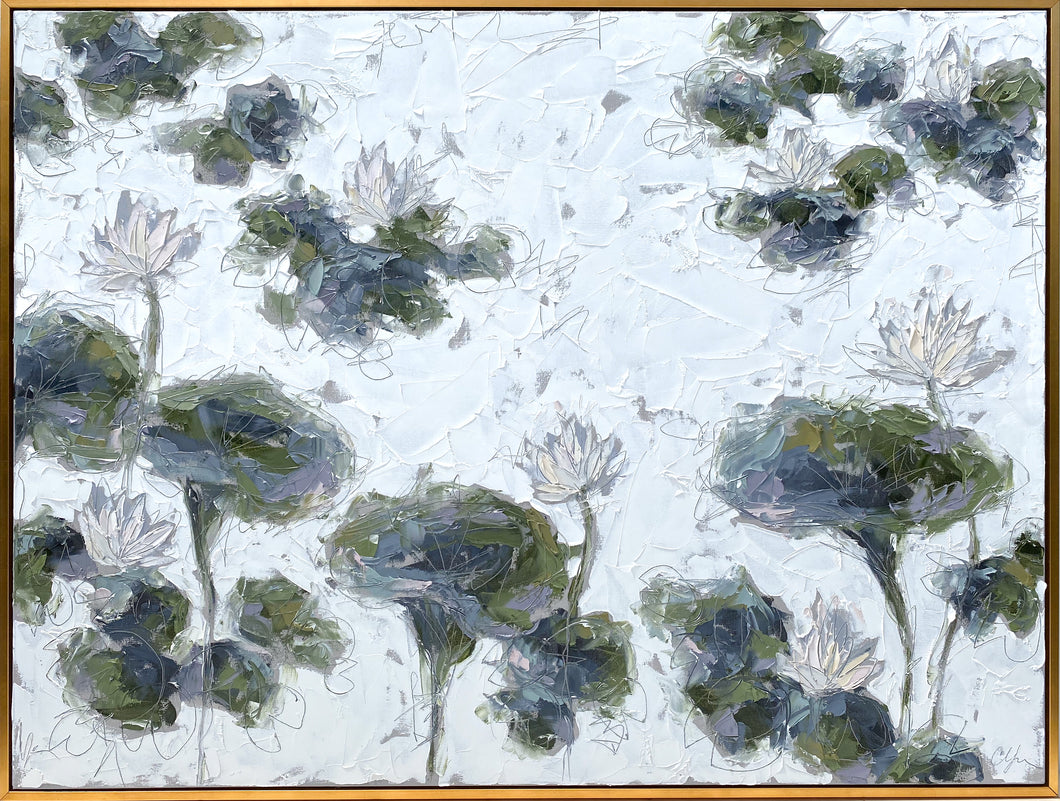 “The Lily Pond V”- 36x48 Oil on Canvas Framed