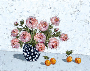 “Peonies and Oranges” 48x60 Oil on Canvas