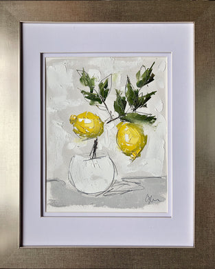 “Little Lemon Tree IV” 10x8 (16x13) Oil/Graphite on Paper