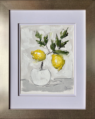 “Little Lemon Tree IV” 10x8 (16x13) Oil/Graphite on Paper