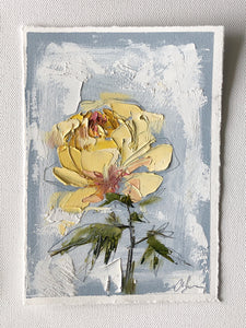 “Yellow on Blue II” 7x5” Oil/Graphite on Paper