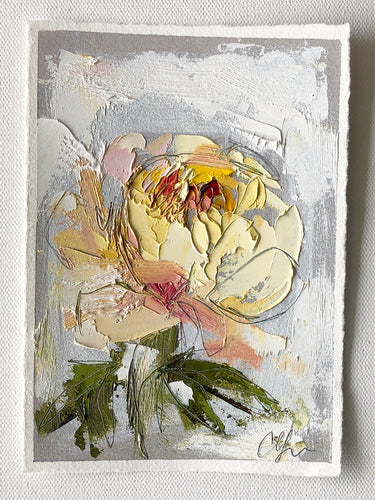 “Yellow on Grey II” 7x5” Oil/Graphite on Paper