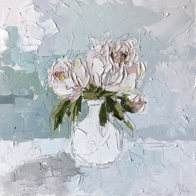 “Peony IV” 20x20 Oil/Graphite on Canvas