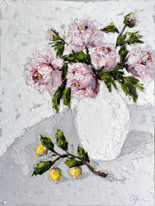 “Peonies and Lemons” 48x36 Oil on Canvas