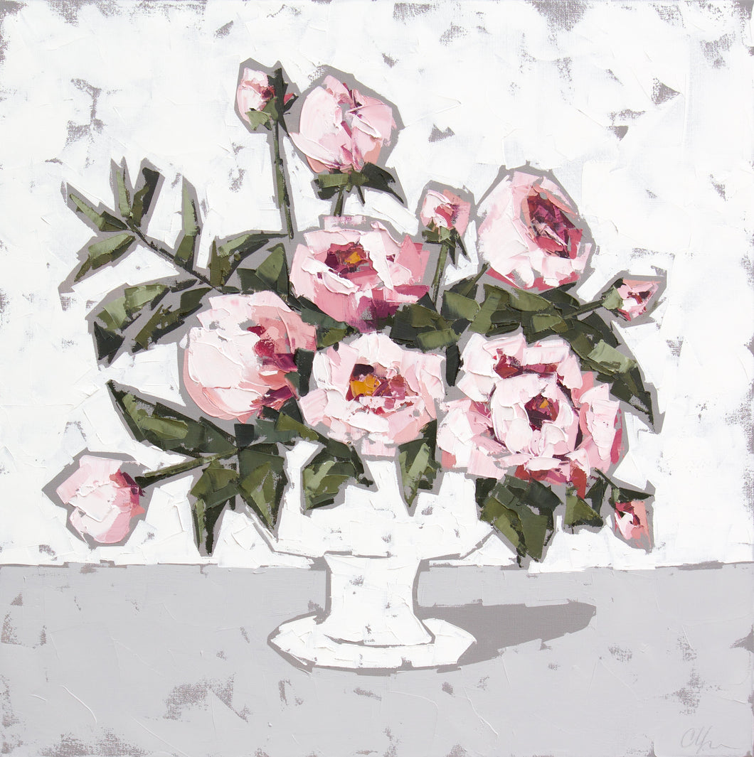 “English Roses in White” 30x30