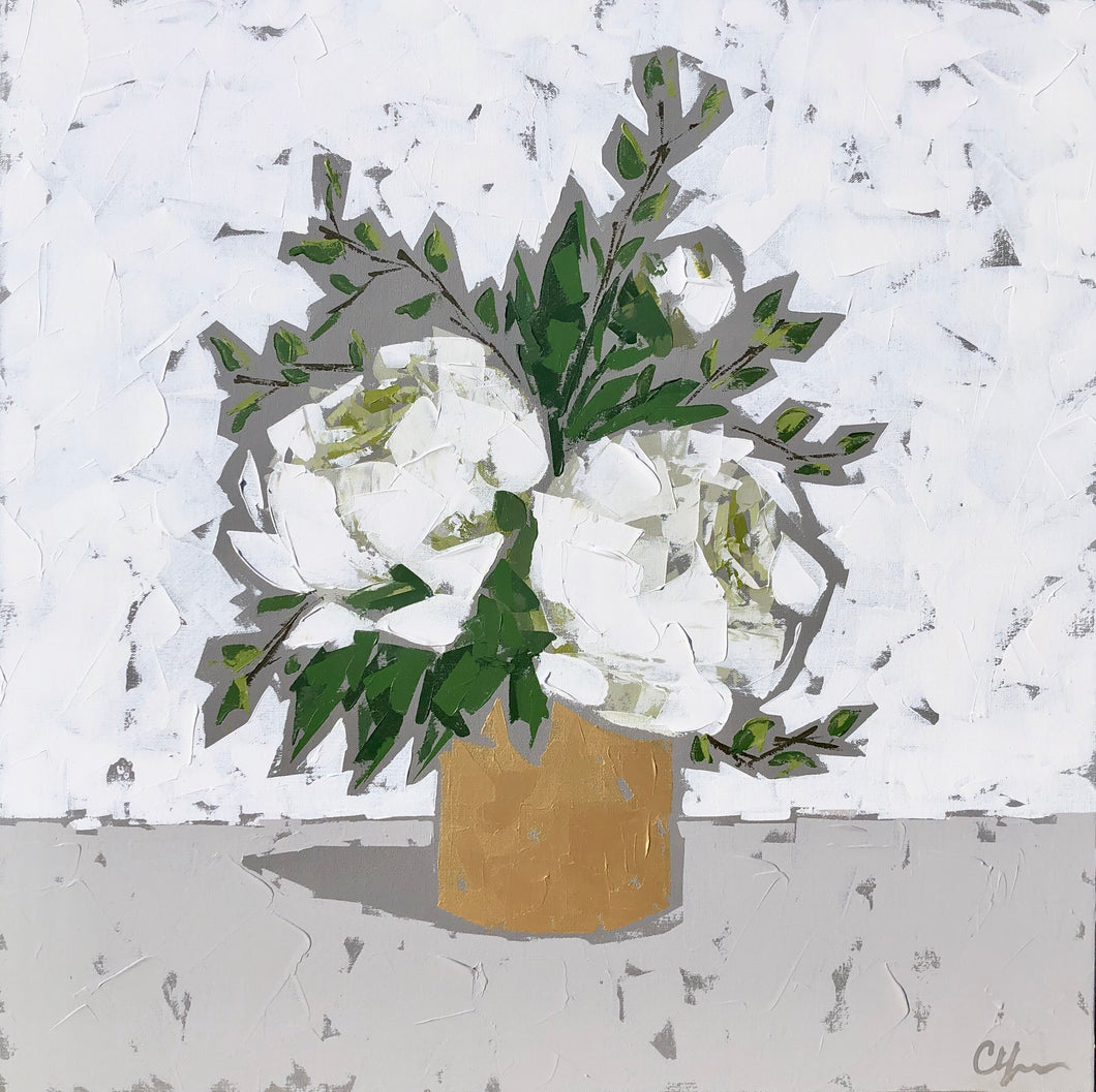 “Peonies in Gold Vase II”