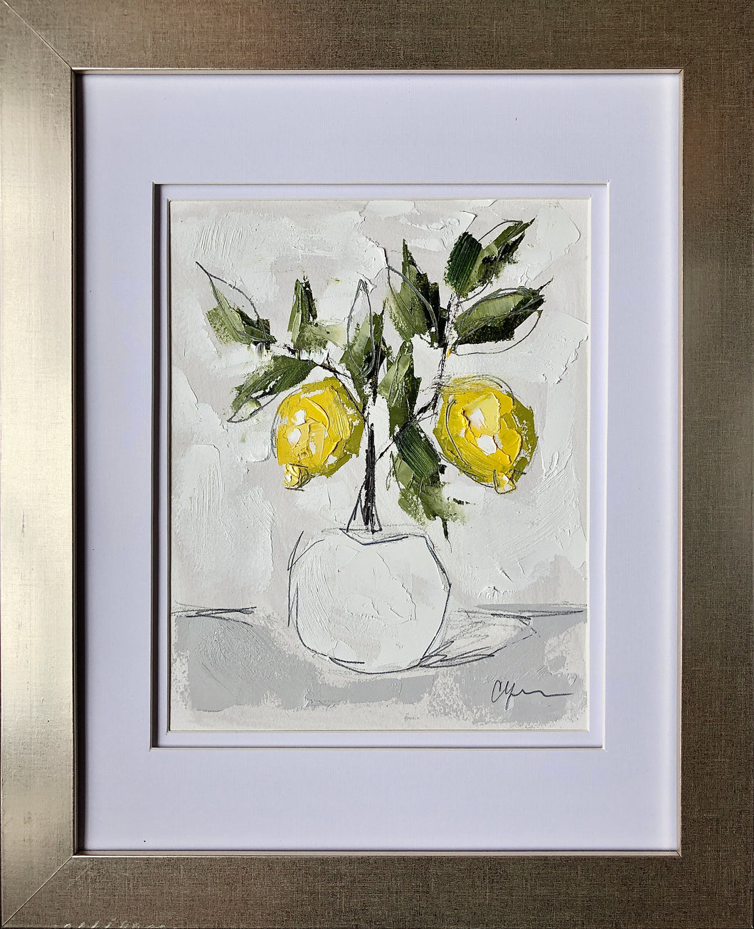“Little Lemon Tree III” 10x8 (16x13) Oil/Graphite on Paper