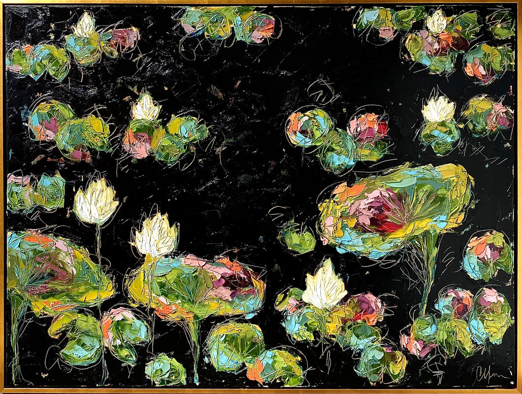 Commission - “Lilies and Lotuses in Black” 36x48