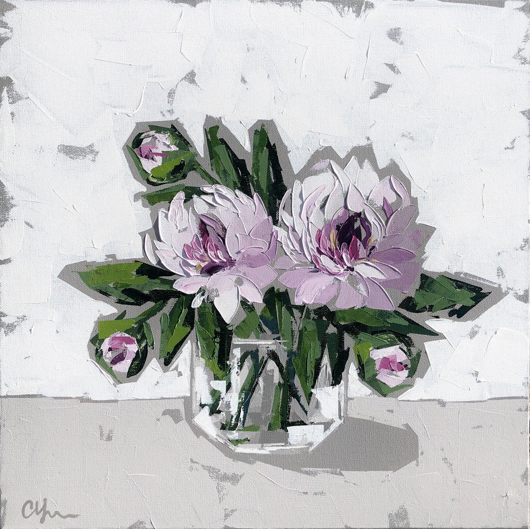 “Peonies in Glass no. 5” 20x20x1.5”