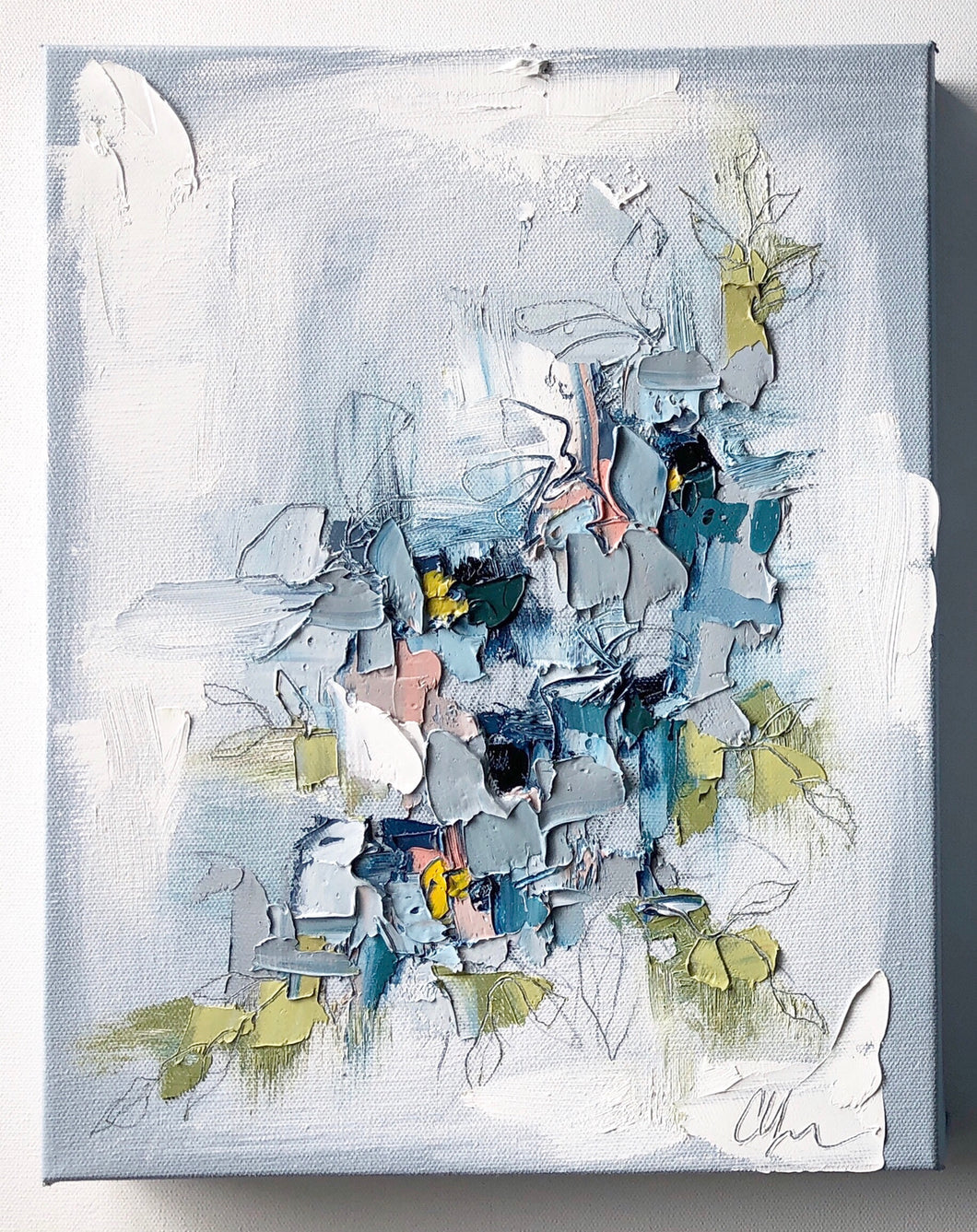 “Abstract Garden II” 14x11x1.5” Oil/Graphite on Canvas